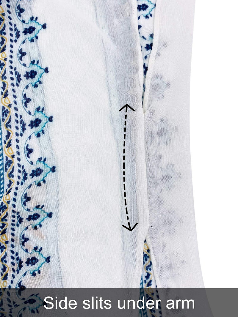 Breezy Lane White Kimonos for Women Swimsuit Coverup Beach Cardigans with Tassel Fringe Floral Print for Summer Vacation - Image 4